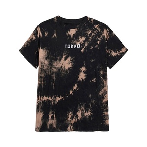 Camiseta informal con tinte de corbata para hombre, 100% de algodón, 180 gramos, cuello redondo de punto, manga corta, serigrafiada, camiseta teñida con corbata de fábrica - Product Image 1