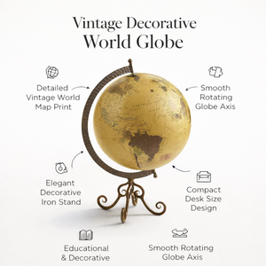 Stylish Iron Stand Desk Globe with Plastic World <b>Map</b> | Educational Globe for Geography Learning | Home & Office Table Decor - Product Image 3