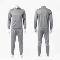 Ensemble de survêtement géométrique bleu clair pour homme, veste zippée intégrale et pantalon de jogging, style sportif décontracté, coupe régulière, 2 pièces, collection printemps, vente en gros