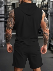 Ensemble sweat à capuche et short unisexe épais pour l'hiver, personnalisable avec broderie, en molleton de coton premium, tenue streetwear urbaine - Product Image 3
