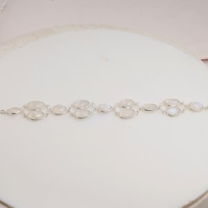 Natural Rainbow Moonstone <b>Bracelet</b> 925 Sterling Silver Adjustable Link <b>Bracelet</b> Gemstone Jewelry Minimalist Elegant Gift For Her - Product Image 4