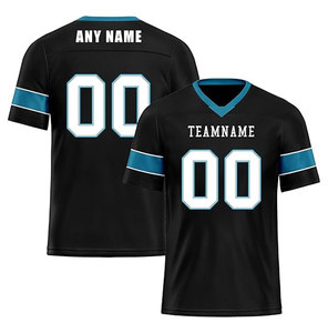 Camiseta de Fútbol Americano Personalizada, Negra, Cuello en V, Sublimada, Absorbente de Humedad, con Nombre y Número del Equipo, para Hombre, Manga Corta, Adulto - Product Image 2