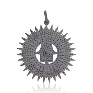 925เงินสเตอร์ลิงบลูแซฟไฟร์พลอยปูเพชรทำด้วยมือ Hamsa จี้อัญมณีเครื่องประดับโดย Metarock อัญมณี - Product Image 2