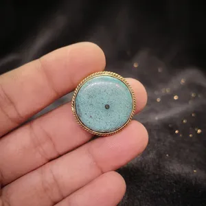UDGEMS Turquoise Brass Groove Cabochon Wholesale Vintage IGI Certified Gemstone Pendant Setting for Macram & Jewelry Making - Product Image 1