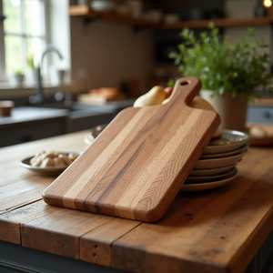 Planche à découper multifonctionnelle en bois massif pour la préparation des aliments en cuisine, découpe de légumes, fruits, viande, pain - Product Image 1