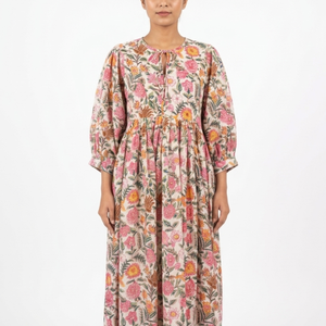 Beautiful floral Cotton Block Printed dress Dress For Casual wear Hand Block Printed Dress - Product Image 1