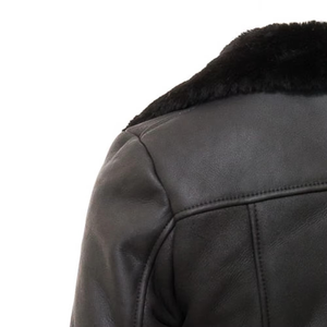 Women's Genuine Leather Moto Jacket With Fur Trim Zipper Closure Winter Warm Biker Style Full Sleeve - Product Image 5