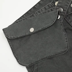 Pantalones Vaqueros Anchos Negros para Hombre, Cintura Alta, Corte Holgado, Lavado Arena, Algodón, Estilo Urbano, Otoño - Product Image 3