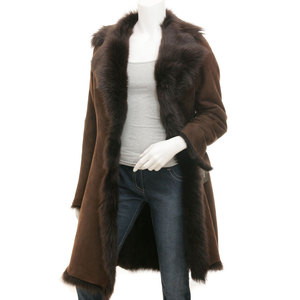 Elegant Brown Shearling Coat With Fox Fur Collar Long Sleeve Winter <b>Women's</b> <b>Jacket</b> Thick Windproof <b>Suede</b> Outerwear - Product Image 3