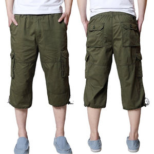 Shorts décontractés pour hommes, shorts cargo à taille élastique personnalisée, qualité supérieure, coton vert 100%, shorts pour hommes grandes tailles - Product Image 1
