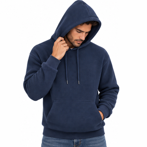 Sweat-shirt à capuche en maille gaufrée pour homme, pull thermique à manches longues, décontracté, streetwear, sports d'hiver, personnalisable, vente en gros, mode - Product Image 5