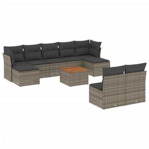 Conjunto de Sofás de Jardín de Ratán Gris, 6 Plazas, Resistente a la Intemperie, Muebles de Exterior de Diseño Contemporáneo - Product Image 4