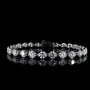 Gold Diamond <b>Flower</b> Vintage Silver Plated High Purity Luxury Round Brilliant Cut IGI Certified <b>Bracelet</b> Party Engagement Gift - Product Image 3