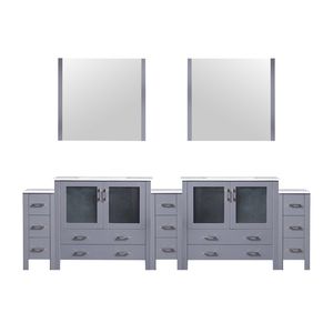 Grey scuro 108 dentro. W X 18.25 dentro. D doppio bagno vanità bianco Top In ceramica 34 In. Specchietti con armadi laterali per bagni - Product Image 1