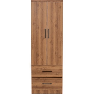 Armario Moderno de Tablero Laminado con Acabado Roble Natural, Armario para Ropa con Dos Puertas de Almacenamiento y Cajones Dobles en la Parte Inferior para Dormitorio - Product Image 4