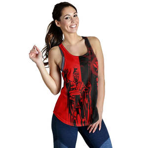 Camiseta sin mangas para mujer con estampado floral hawaiano de guerrera, cuello redondo, transpirable, de poliéster tejido, estilo casual, espalda cruzada, estampado digital - Product Image 2
