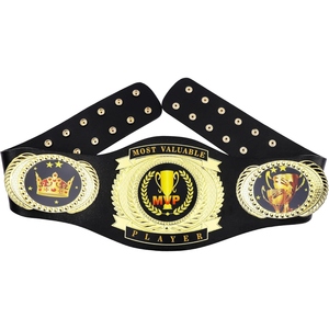Ceinture de champion personnalisée haut de gamme pour la lutte, la boxe, le MMA, ceinture de championnat en cuir, plaques métalliques dorées, personnalisation OEM - Product Image 1