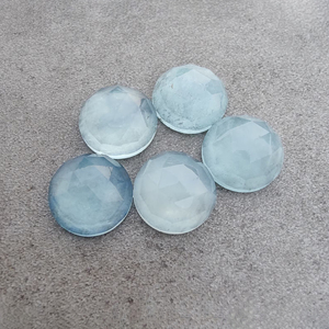 Piedra Preciosa Redonda Calibrada con Corte Checker, Color Aqua Natural, para Joyería, Venta al por Mayor en Todos los Tamaños - Product Image 4