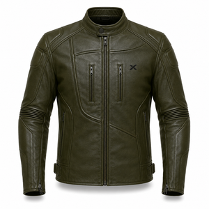 Chaqueta de Motocicleta de Cuero Reforzada |   Cognac de Oliva Negra |   Fabricante OEM ODM |   Diseño de Calidad Premium |   Ropa de Carreras |   Logotipo X | - Product Image 1