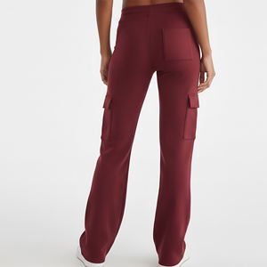 Nouvel article : Pantalon cargo taille haute pour femme, tricoté, coupe ample, longueur intégrale, avec cordon de serrage, couleur unie, décontracté, pour l'automne - Product Image 2