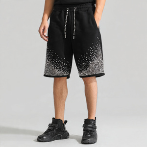 กางเกงขาสั้นผ้าฟลีซหนานุ่มประดับเพชรสำหรับผู้ชาย กางเกงจ็อกเกอร์ประดับเพชร กางเกงขาสั้นผ้าฟลีซน้ำหนักปานกลางประดับเพชรสำหรับผู้ชาย - Product Image 5