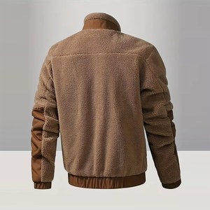 Chaquetas de Forro Polar Sherpa Personalizadas para Hombre, Color Marrón, Cierre Completo, Mangas Largas, Resistentes al Viento, Cuello Alto, Estilo Vintage - Product Image 2