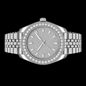Reloj de Hombre de Acero Inoxidable con Cuarzo, Tono Plateado, Esfera con Piedras Brillantes, Clásico, Lujoso y Moderno, para Fiestas, Regalo - Product Image 3