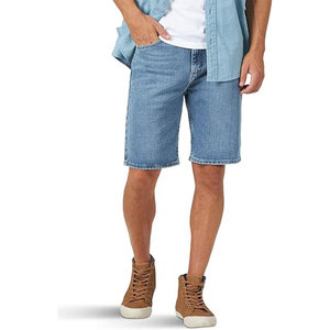 Shorts Bermuda en jean pour homme, taille mi-haute, bleu clair uni, en coton, décontracté, avec braguette boutonnée, finition délavée - Product Image 1