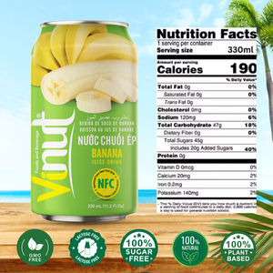 เครื่องดื่มน้ำกล้วย vinut 330มล. ปราศจากนมปราศจากกลูเตนฉลากส่วนตัวตัวอย่างฟรี - Product Image 4