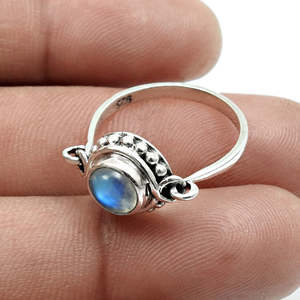 Natural Rainbow Moonstone Gemstone Ring Made From Solid 925 Sterling <b>Silver</b> <b>Crown</b> Chakra Engagement Ring In Bohemian Style - Product Image 2