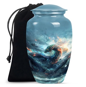 <b>Dragon</b> <b>Art</b> Cremation Urn for Adult Ashes Memorial Gold Color Customizable Design Funeral Supply Ashes Aluminium Urn With Lid - Product Image 2