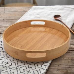 Platos de madera desechables redondos modernos de alta calidad personalizados para bodas, bandejas decorativas de la India - Product Image 1
