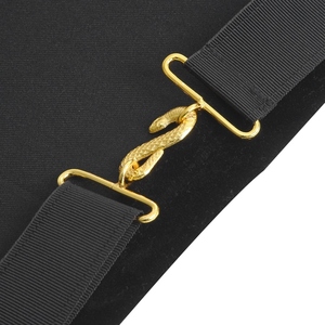 Tablier de Maître Ancien de la Loge Bleue - Broderie à la main noire et or avec motifs de piliers - Product Image 3