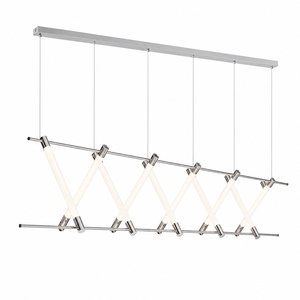 Long Twelve <b>Tube</b> X Shape Chrome Stainless Steel PMMA Pendant Chandelier for Lobby Gallery - Product Image 1