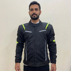 Chaqueta de Motocicleta Reflectante Negra para Hombre, Manga Larga, Resistente al Viento, para Todas las Estaciones, Ropa de Carreras - Product Image 1