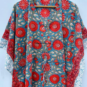Wholesale Hand Block Printed Cotton <b>Kaftan</b> Block Printed Cotton <b>Beach</b> <b>Kaftan</b> Women Party Dress Wear Night Maxi Dress - Product Image 5