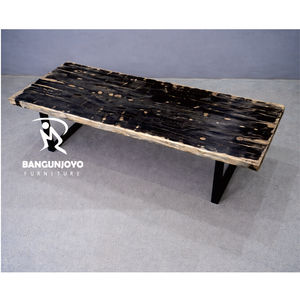 Table à manger en marbre avec bord naturel ou en noyer massif SAMAN, rectangulaire, multifonctionnelle, design moderne, écologique, réglable, Indonésie - Product Image 1