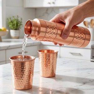 Honeycomb Copper Water <b>Bottle</b> | Hexagonal Pattern Pure Copper <b>Flask</b> for Ayurvedic Wellness - Product Image 4