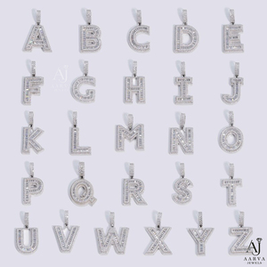 Pendentif Lettre Moissanite Iced Out, Collier Alphabet Micro-Serti avec Chaîne Corde, Bijou Unisexe Hip Hop pour Initiale de Nom - Product Image 2