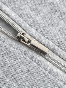 Men's Hooded Zipper Sweatshirt Regular Fit Solid Gray Casual Autumn Wear 100% Cotton Knitted Breathable Design made Bangladesh - Product Image 4