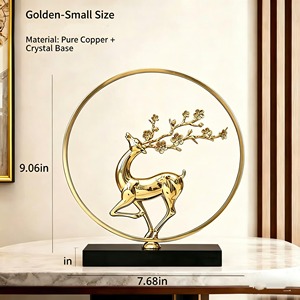 Escultura de Ciervo Dorado con Diseño Circular de Ramas Florales, Adorno de Arte Moderno para Mesa, Decoración para Sala de Estar y Regalo - Product Image 6