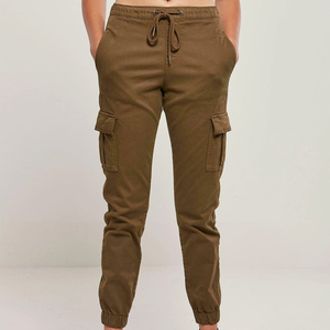 Pantalon cargo olive pour homme, taille élastique avec cordon de serrage, plusieurs poches, style décontracté jogger, idéal pour l'automne - Product Image 1