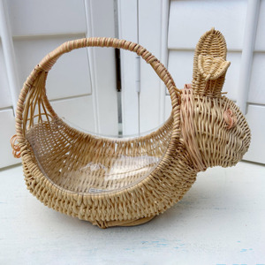 Rabbit shaped storage basket hand-woven rattan <b>easter</b> baskets blank container for <b>gifts</b> organizer - Product Image 1