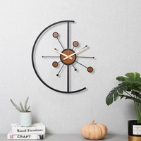Jam Dinding Dekoratif Modern Atom Setengah Bulan  Jam Dinding Seni Abstrak Orbit Planet  Jam Dinding Atom Setengah Lingkaran Minimalis Modern