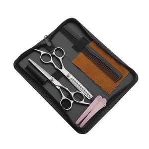Ensemble de ciseaux professionnels pour la coupe des cheveux, avec peigne et pinces, lames en acier inoxydable, pour droitiers, manche moyen, outils de salon - Product Image 1