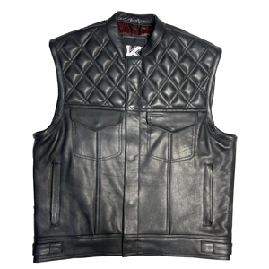 Chaleco de Motociclista de Cuero Personalizado para Hombre, Sin Mangas, con Bolsillos Delanteros Acolchados, Resistente al Viento, para Todas las Estaciones, con Logotipo Personalizado - Product Image 1