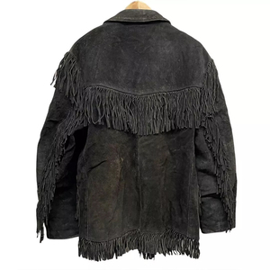 New Stylish Casual Featuring <b>Fringe</b> Button Tassel Leather Full Sleeve Autumn Regular Length Single Breasted Polyester Lining - Product Image 2