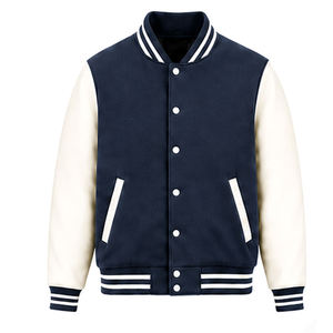 Veste universitaire BIRLAG SPORTS pour homme, bleu marine, style preppy, fermeture à un bouton, col montant, coupe classique, en toile - Product Image 1