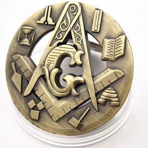 Moneda Conmemorativa de Lujo de la Logia Azul Maestra Masona, Moneda de Bronce 3D con Compás Cuadrado G, Moneda de Desafío - Product Image 3