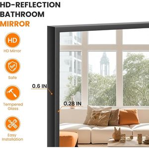 Miroir sur pied rectangulaire de 21x64 pouces avec cadre profond, design minimaliste doré fait main - Product Image 5